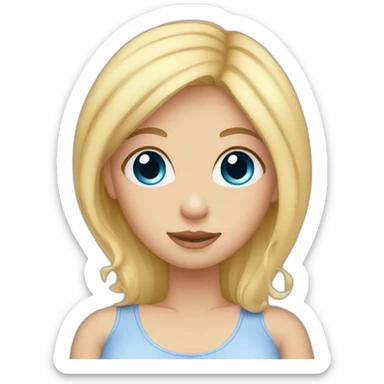 Pregnant blond girl with blue eyes  sticker