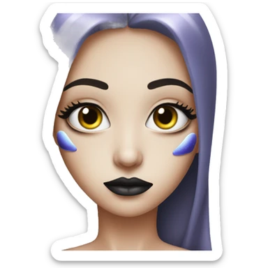 Alien with mascara and lipliner and lip gloss on face sticker