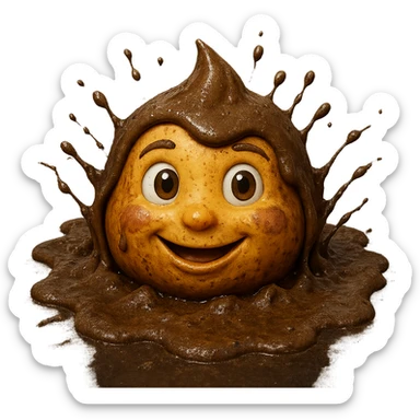 Make the muddy puddle with splashes look more realistic with dynamic water splash effects and natural mud textures, keeping the transparent background. sticker