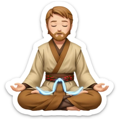 Make Obi-Wan meditating position with jedi robes nk cape closed eyes with jedi boots hands on knees no ligthsaber sticker