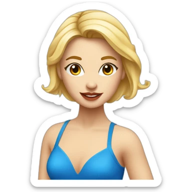 Danseuse de contemporain blonde aux yeux bleu avec un justaucorps rouge sticker