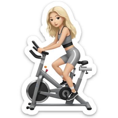 woman with long hair on a stationary bike sticker