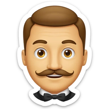 Happy yellow circular face of a posh male with a mustache sticker