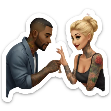 Romantic sushi dinner date for beautiful tattooed couple sticker