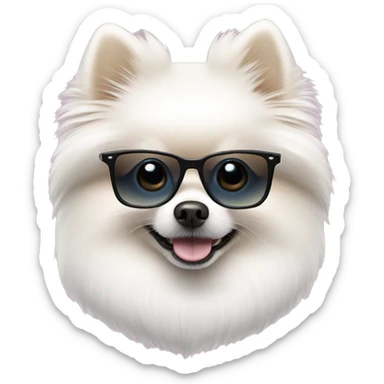 white pomeranian with cool glasses sticker