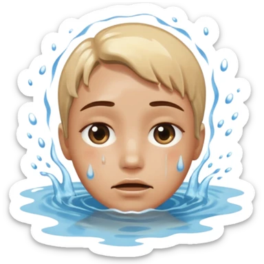 Tête qui se noit dans l’eau avec l’eau qui monte jusqu’à la moitié du visage  sticker