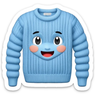 A 3D cartoon warm sweater with chunky knit texture, folded on a table, smooth shadows, Memoji-style realism. sticker