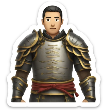 The upper body of a man in Chinese armor sticker