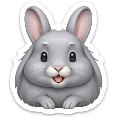 Cinematic Cute Yawning Grey Rabbit Portrait Emoji, Head tilted slightly with a dramatic, wide-open yawn, showcasing a smooth grey fur with a refined finish, floppy ears slightly drooping, round grey eyes barely open in drowsy contentment, Simplified yet irresistibly adorable features, highly detailed, glowing with a soft, cozy glow, high shine, relaxed yet expressive, stylized with a touch of whimsy, bright and endearing, soft glowing outline, capturing the essence of a sleepy yet affectionate bunny, so drowsy it feels like it could stretch out of the screen and curl up for a nap! sticker