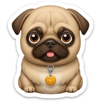 Pug fofo com pote de ração sem nada dentro sticker