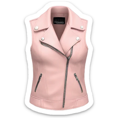 Realistic isolated open light pink zip up leather fashion vest. sticker