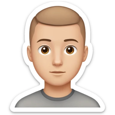 A boy 20 year old with light brown buzz cut hair and a short beard  sticker