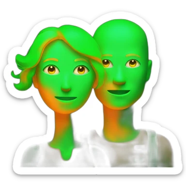 Couple as Orange Fluorescent woman and green Fluorescent man sticker