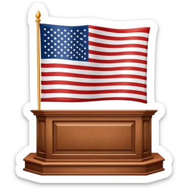 presidential podium with American flag sticker
