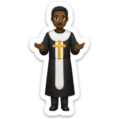 sacerdote traje negro piel blaca crucifijo en la mano sticker