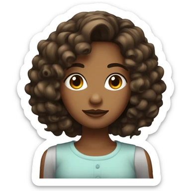 Jeune femme cheveux ondulés noir avec yeux rond bruns et boucle dans le nez sticker