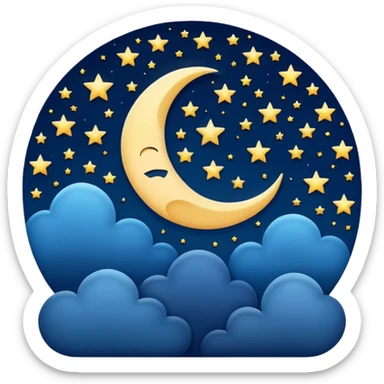 night sky with a crescent moon and stars sticker