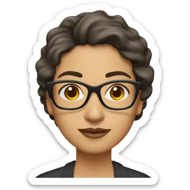 profesora morena pelo mediano gafas simpática sticker