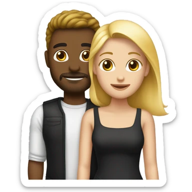 Crea un emoji que sea de una pareja y que uno sea un negro y la otra una rubia blanca  sticker
