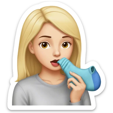 an woman who smell a sock sticker