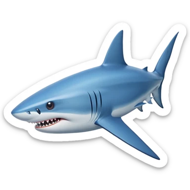 blue shark with sharp teeth swimming sticker