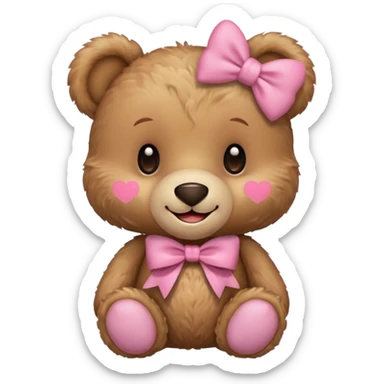 Cute teddy bear with a pink bow. sticker