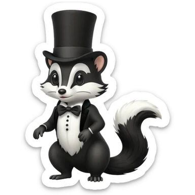 Skunk with a top hat  sticker