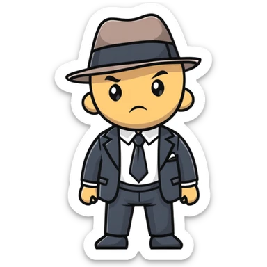 gangster character wearing a fedora and suit, confident pose sticker