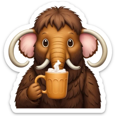 A mammoth who drinks a hot chocolate sticker
