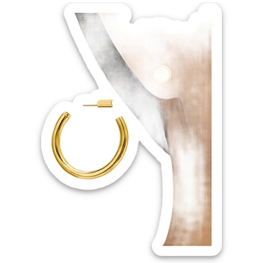 single minimal gold hoop Earrings closeup sticker