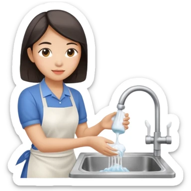 aisan Woman washing dishes sticker