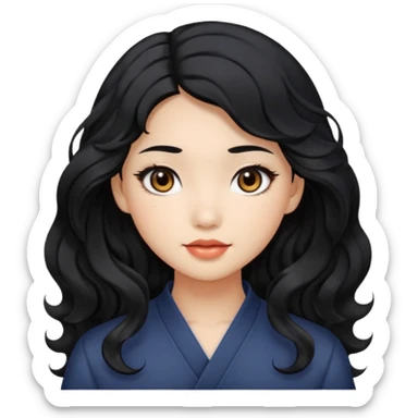 Beautiful girl,Black hair,wavy hair，long hair,Black eyes,Chinese sticker