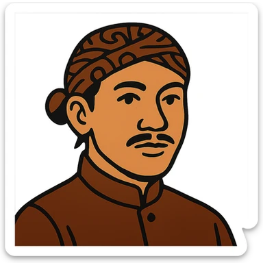 flat toon style bold lines portrait of a Javanese man wearing a blangkon sticker