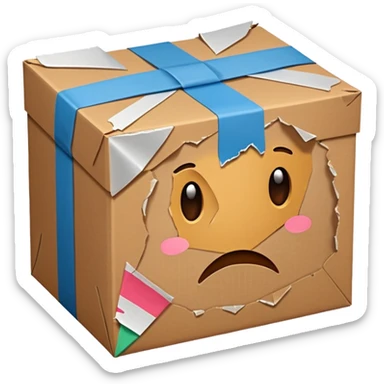 Generate a realistic emoji of a package being damaged sticker