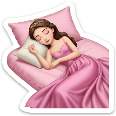 sleeping beauty, brunette white girl, resting on a silk pillow sticker