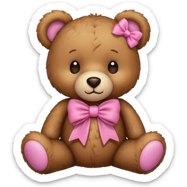 Cute teddy bear with a pink bow. sticker