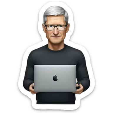 tim cook with a macbook pro sticker