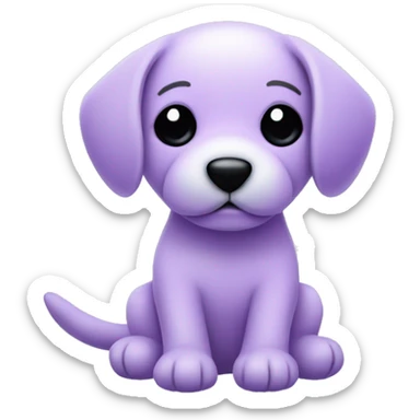 cute chibi all light purple stuffed puppy toy with floppy ears and black dot eyes and a nose made of thread sticker