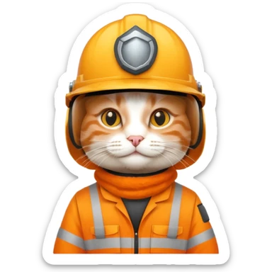 Gato naranja con casco de ingeniero sticker