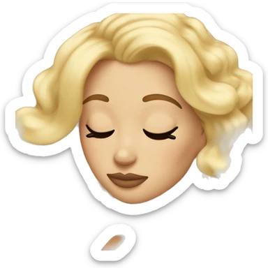 blonde woman sleeping hair curled long eyelashes sticker
