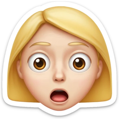 traumatized face emoji, wide eyes, trembling mouth, sweat, shocked expression sticker