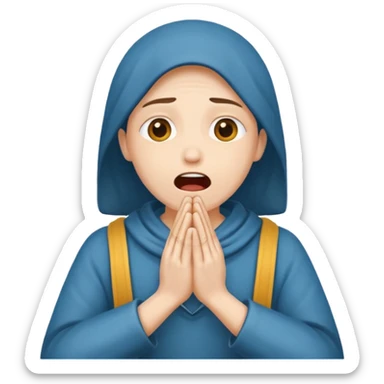 begging and pleading with clasped hands and open mouth sticker