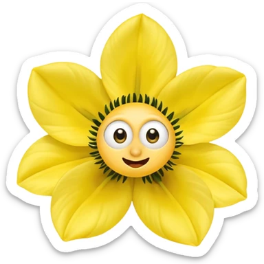 five leaved yellow anemone eyes mouth sticker
