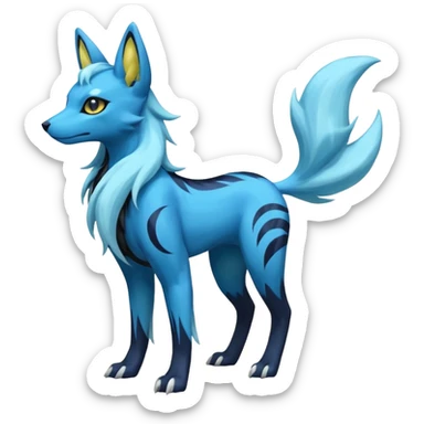 Manectric-Electrike-Suicune-Umbreon-Draco-Fakémon-hybrid-creature (full body), 4 legs sticker