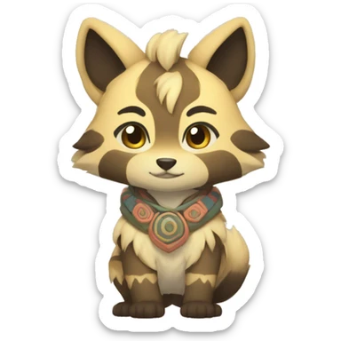 patterns, Kemono-style, Chibi, Anthro-Fur-Sona-Fakémon, Full Body sticker