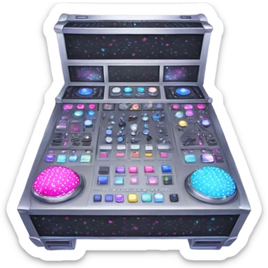 Realistic isolated DJ Sound control console with pink,blue,and purple sparkling diamonds and rhinestones on it. sticker