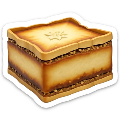 Martabak Cinematic Realistic Martabak Dish Emoji, depicted as a single, square slice of sweet, thick martabak with a rich, indulgent filling, rendered with detailed textures and vibrant, appetizing lighting. sticker