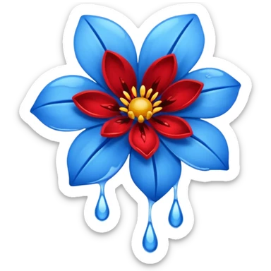 light lys  blue flower spilling wblood sticker