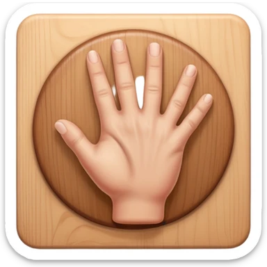 Design an Apple-style emoji of a hand knocking on a wooden door. Realistic shading, soft gradients, rounded shapes, high resolution, transparent background. sticker