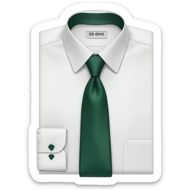 men's dark green tie on white shirt, minimalism, no emojis or faces, iOS emoji style sticker